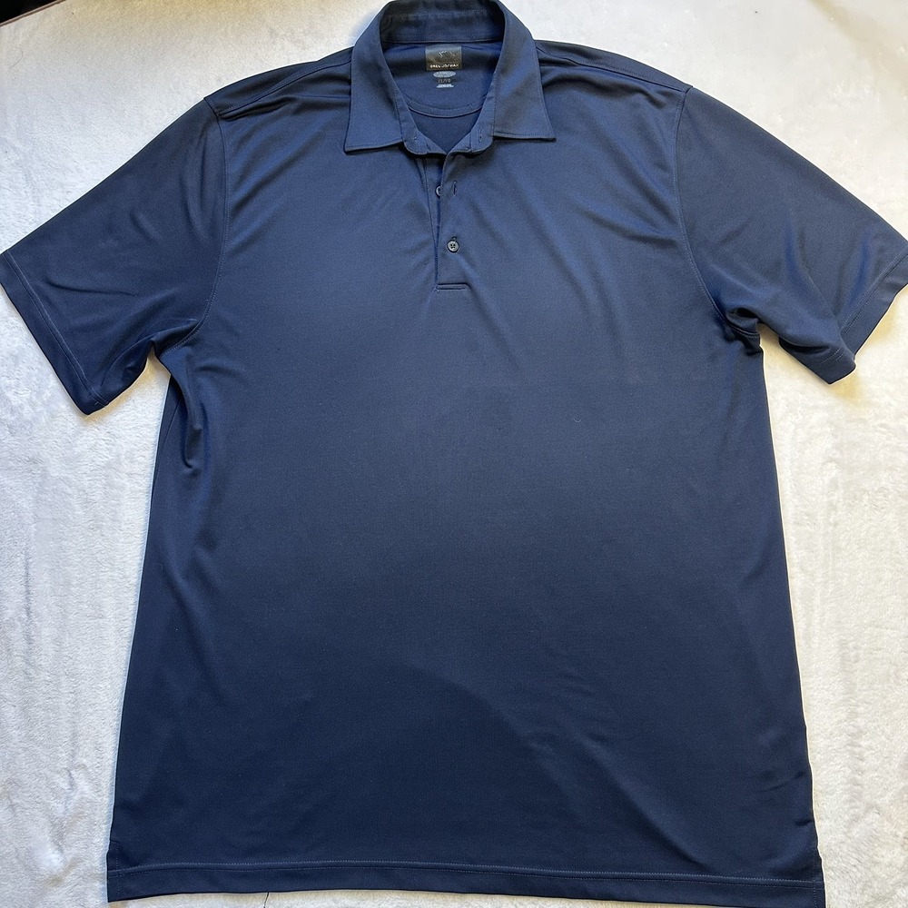 Greg Norman Golf Polo Shirt Mens XL Navy Blue Shark Performance Play Dry